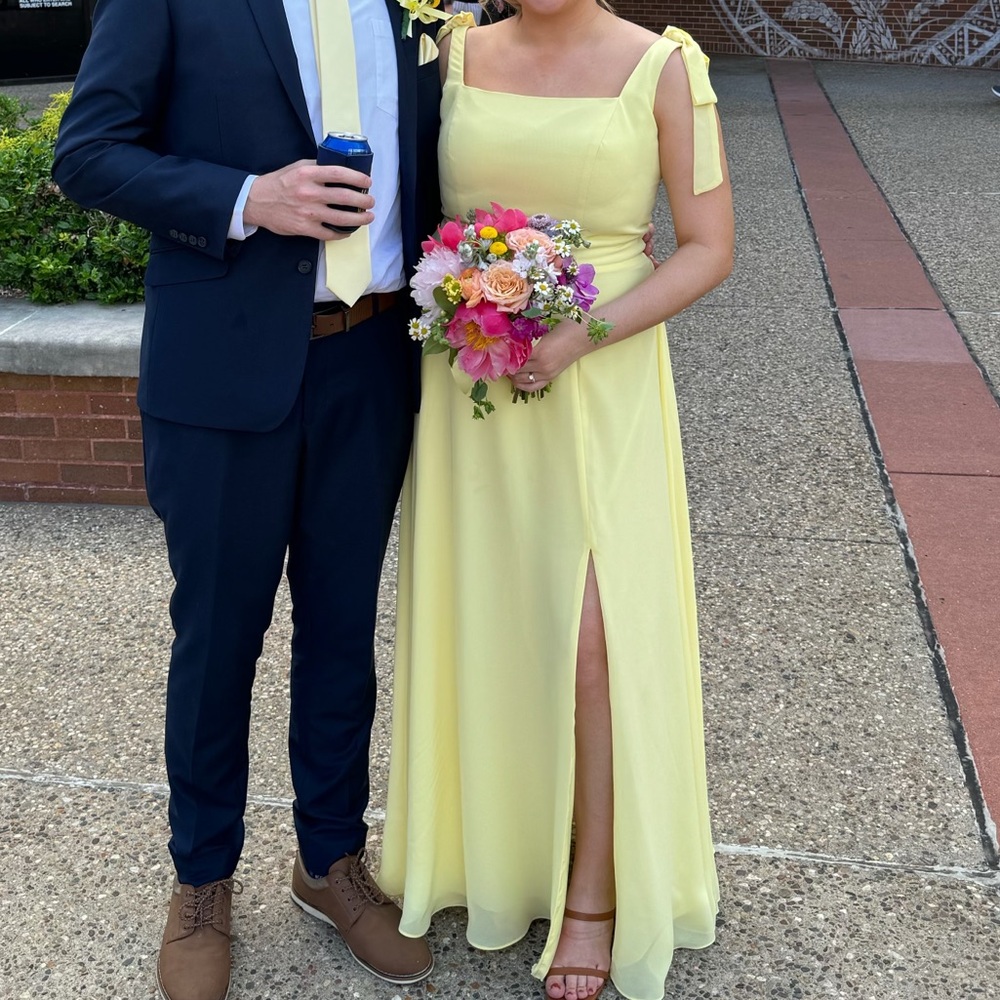 JJs House Daffodi Yellow Chiffon Maxi Dress